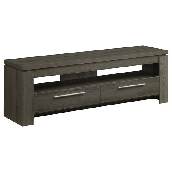 Modern TV Console 2 Drawers - Grey Entertainment Center for Living Room