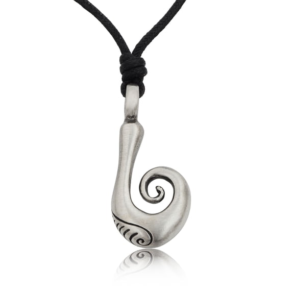 Classic Tribal Maori Silver Pewter Charm Necklace Pendant Jewelry With Cotton Cord