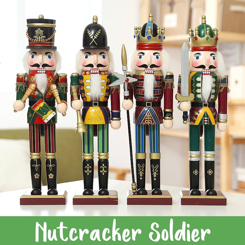 Reinly 1PC Wooden Nutcracker Doll Soldier Miniature Figurines Vintage Handcraft Puppet New Year Christmas Ornaments Home Decor