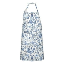Pioneer Flower Floral Print Pattern Apron-Garden Aprons for Women with Pockets-Cotton Linen Waterproof Kitchen Cooking Gardening Aprons Adjustable for Kitchen,Cooking,BBQ and Salon 33x27 Inch