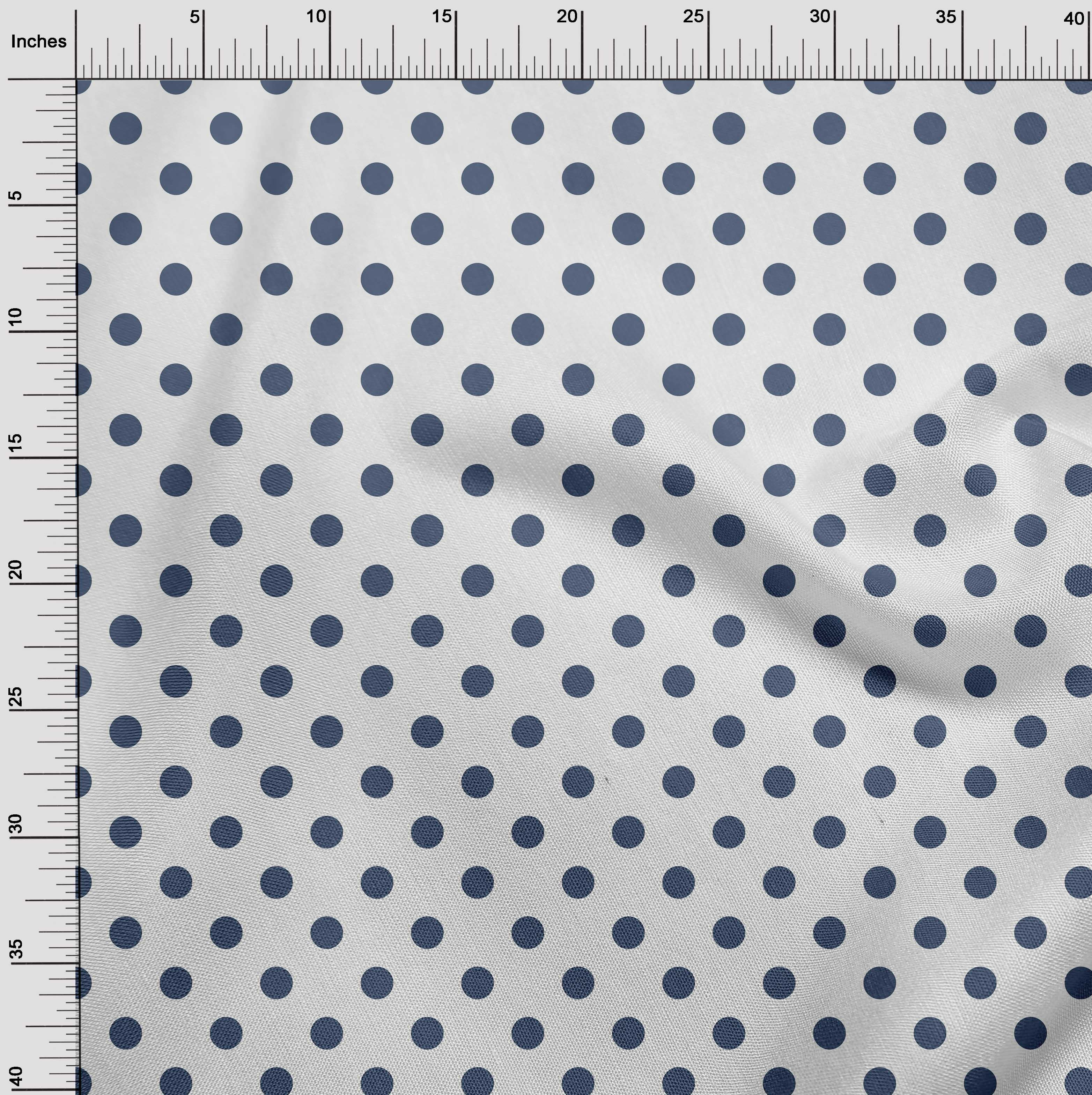 oneOone Cotton Poplin Dark Dusty Blue Fabric Polka Dots Dots Sewing Craft Projects Fabric Prints By Yard 42 Inch Wide