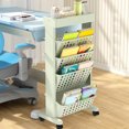 thumbnail image 1 of Mobile 5-Tier Book Cart with Wheels, Study Desk Organizer for Kids/Adults, Green, 1 of 9