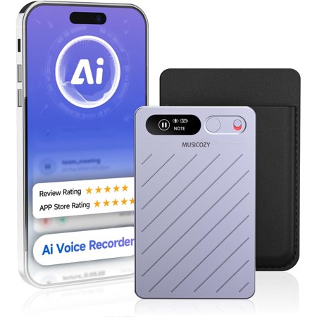 AI Voice Recorder with Transcribe Summarize Note Voice Recorder Supporting 152 Languages Noise Reduction 64GB Audio Recorder with App Control Slim AI Note-Taking Device for Lectures Meetings Calls