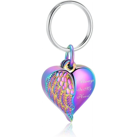 Angel Wing Heart Urn Keychain for Ashes Memorial Cremation Jewelry for Human Pet Keepsake Keychain Urn Locket