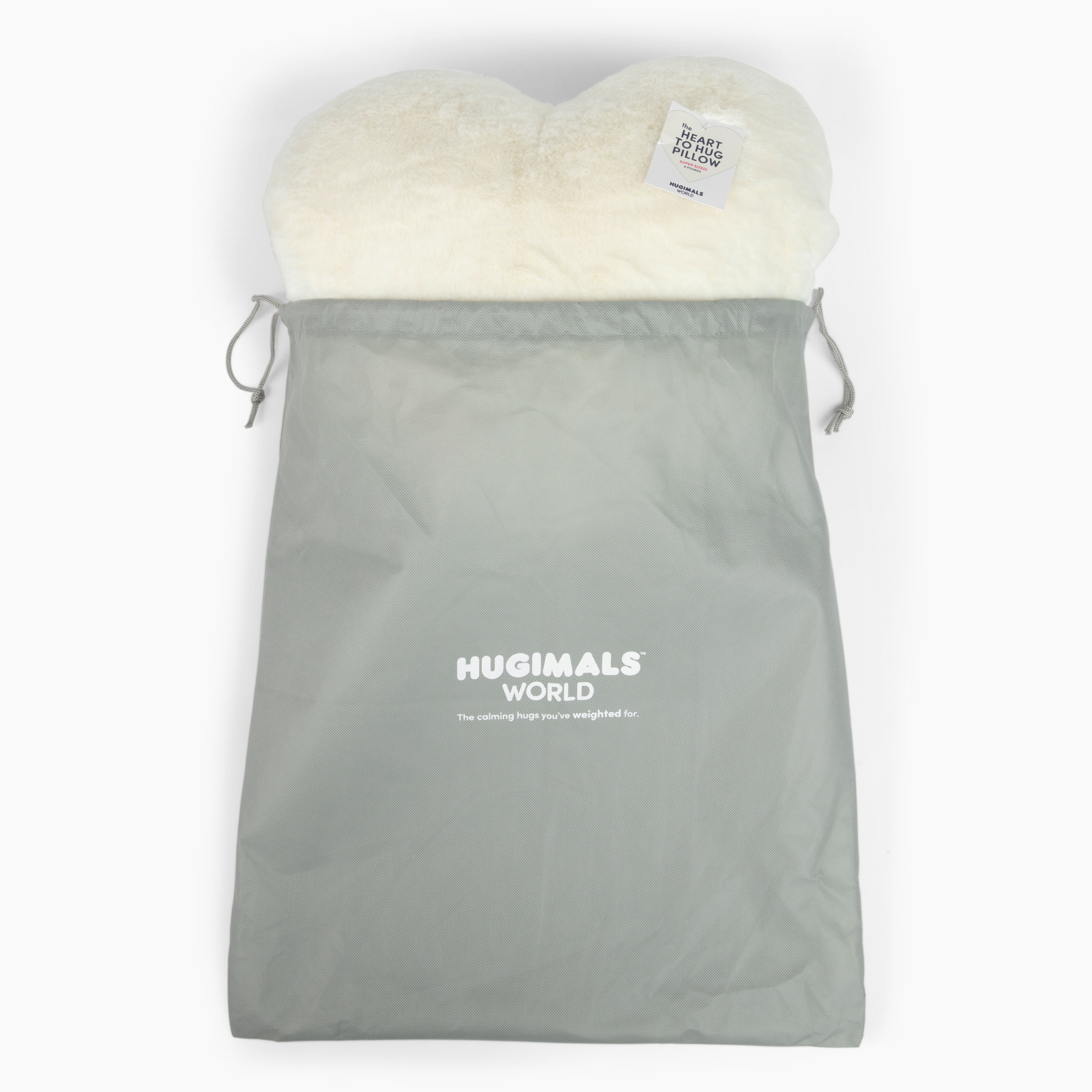 Hugimals Super Sized Heart to Hug 8 lb Weighted Pillow In Ivory | Soft Sensory Anxiety and Stress Relief Pillow for Self-Care, Comfort, Relaxation, Sleep, With Cozy Hand Pocket