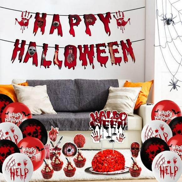 47Pcs Halloween Balloon Garland Arch Kit Balloon Bouquet Kit Horrible Scary Halloween Party Decoration for Halloween Decoration