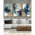 thumbnail image 3 of SHENIFY Large 24x36in3pcs Natural Framed Abstract Wall Art Blue Gray White Modern Minimalist Painting Decor Graffiti Artwork, 3 of 5