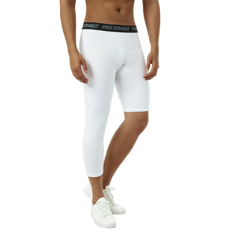 GXFC Men's 3/4 One Leg Compression Capri Tights Pants Athletic