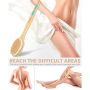 Shower Brush with Soft & Stiff Bristles, Bath Dual-Sided Long Handle Back Scrubber, 1 Hook