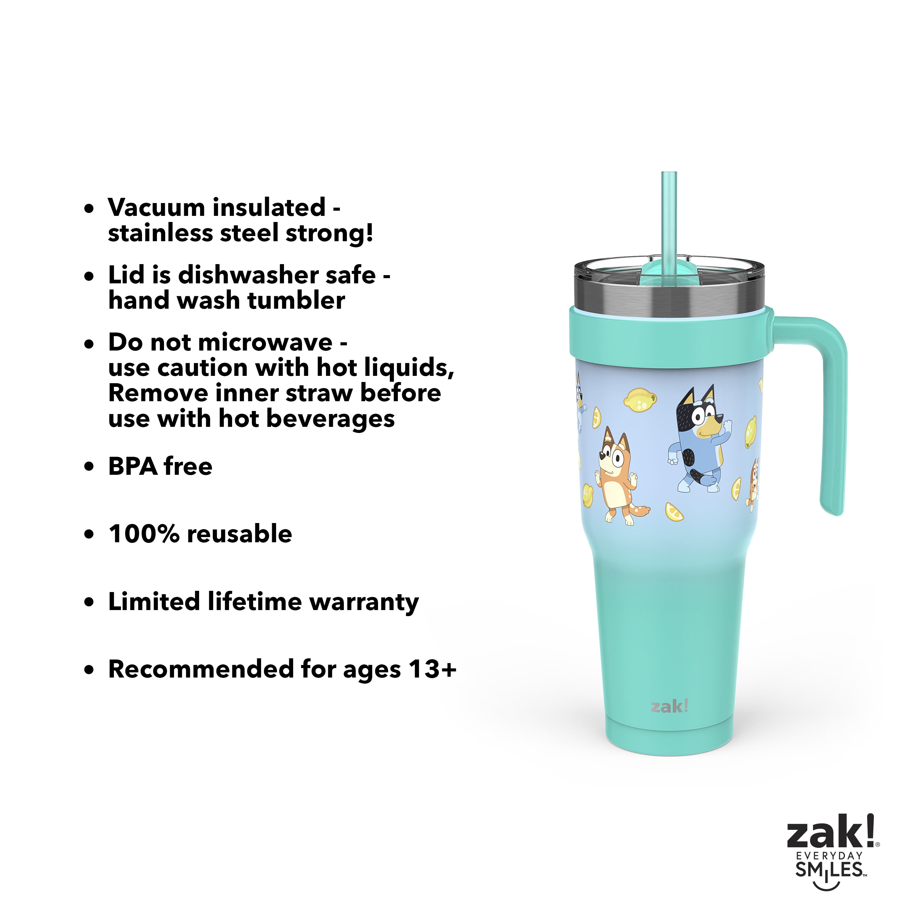 Bluey 40oz Double Wall Stainless Steel Waverly Straw Tumbler with Handle