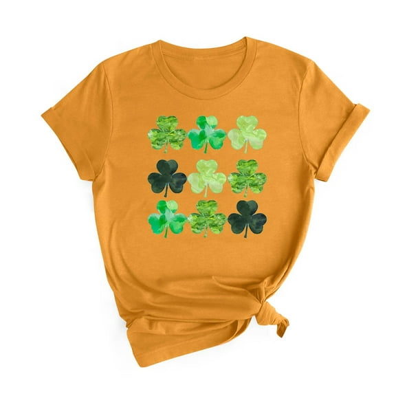BLVB St. Patrick's Day T Shirts for Women Short Sleeve Crewneck Casual Summer Tops Shamrock Clover Graphic Tee Shirts
