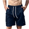 thumbnail image 4 of Men's Casual Solid Color Beach Work Shorts Pants,9" Board Shorts with Pockets Beach Shorts., 4 of 8