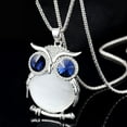 thumbnail image 2 of Guodhu Dainty Crystal Owl Necklace Long Sweater Chain Rhinestone Owl Bird Necklace Pendant for Women, 2 of 2