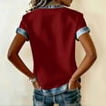 thumbnail image 4 of Trgacdwlo Womens Denim Print Patchwork Shirts Casual V Neck Raglan Short Sleeve Blouses for Women Color Block Vintage Women's Tunics, 4 of 4