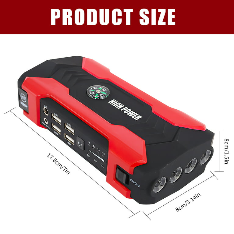 Portable Car Jump Starter - 800A Peak 28000mAH (Up to 3.0L Gas or 6L Diesel  Engine) 12V Auto Battery Booster Portable Power Pack with Indicator Jumper  Cables, LED Light 