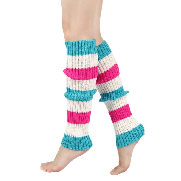 Calcetines térmicos de moda para mujer, para adultos y adolescentes, de los años 80, de punto acanalado, largos, de poliéster.