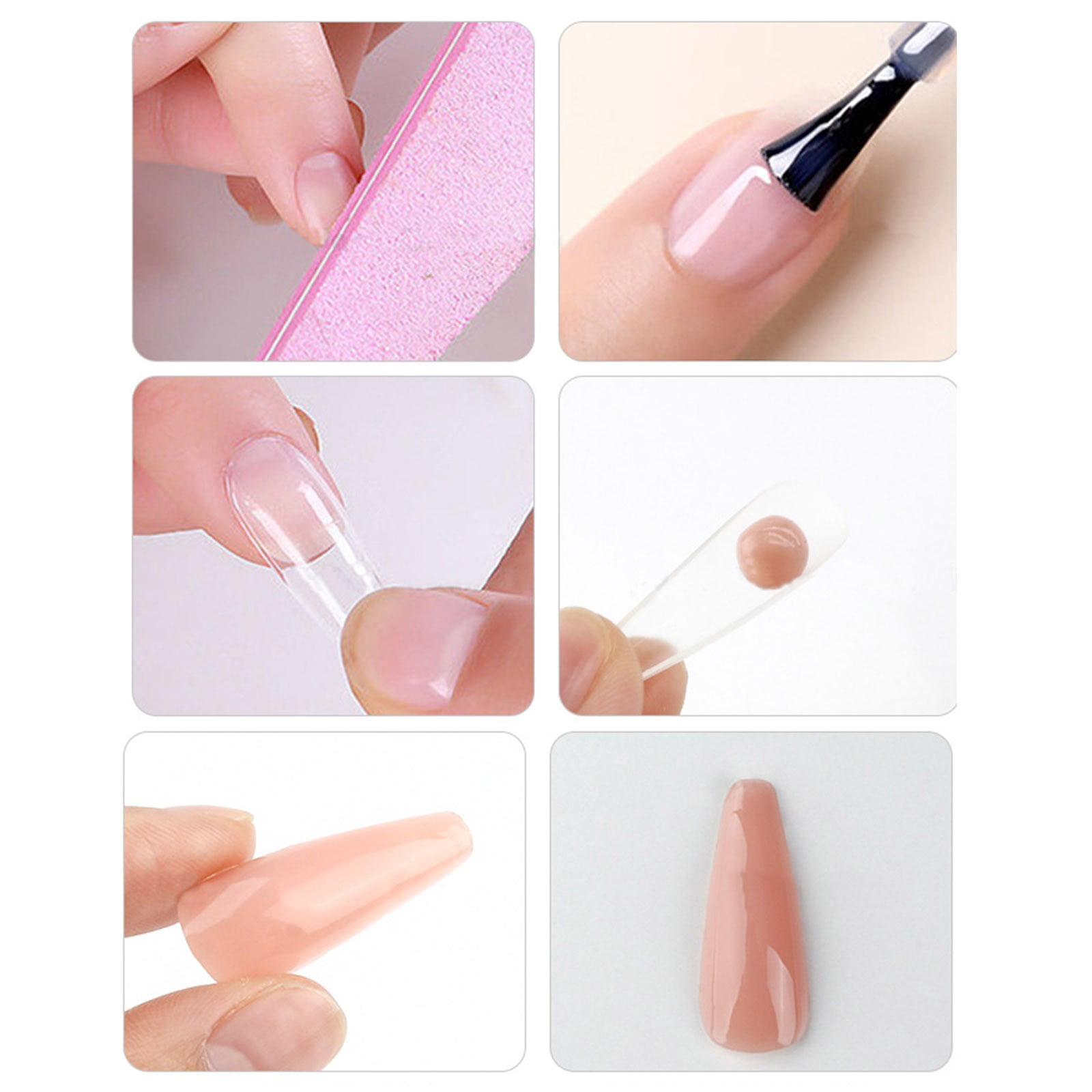 Fingernails Kits with Everything Nail Clamps for C Nail Extensions Form Gel Nail Tips Coffin Shape Short Coffin Nails Clear Glitter Gel for Nails Ballerina Nails Full Cover Medium