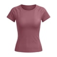 thumbnail image 4 of Yuhangmm Womens T Shirts, Women's Workout Tee for Daily Outdoor Wear - Slim Fit Short Sleeve Yoga Top Lightweight Breathable Athletic T Shirt for Gym Running Training Pink2 M, 4 of 5