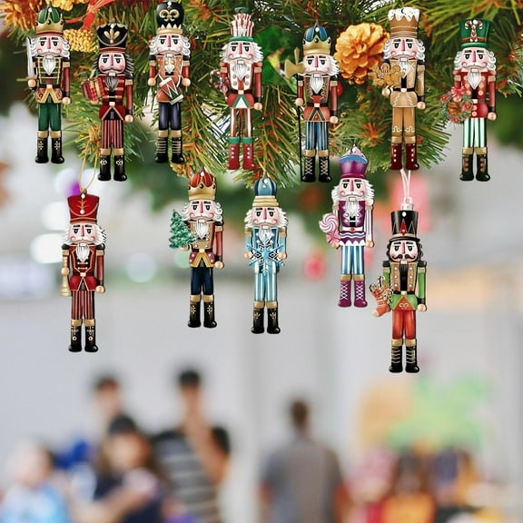 balikha 12Pcs Nutcracker Figurines Home Decor Christmas Decor Crafts, Photo Props, Nutcracker Wooden Decorations for Home Living Room