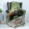 thumbnail image 4 of Vintage Trucks Soft Flannel Fleece Throw Blanket, Grunge Design The Farm House Lettering with a Tractor, Cozy Plush for Indoor and Outdoor Use, 50" x 60", Multicolor, by Ambesonne, 4 of 5