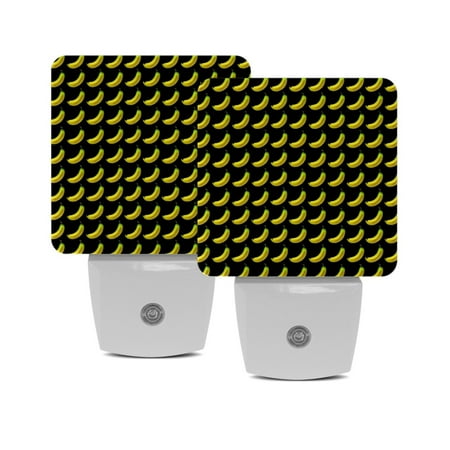 

Night Lights Plug Into Wall [2 Pack] Night Light for Kids LED Nightlight with Dusk to Dawn Sensor for Bathroom Decor Children Room Cartoon Tropical Fruit Banana Black