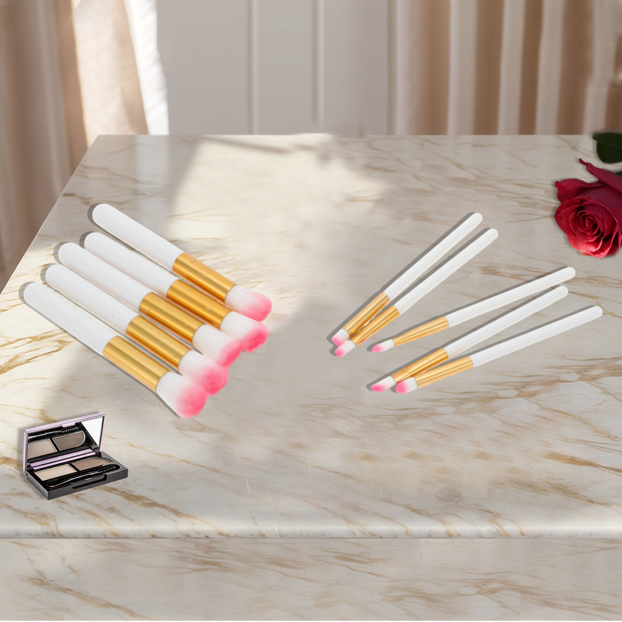 Unique Bargains 10 Pcs Lightweight Makeup Brush for Travel White