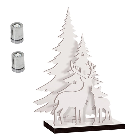 Wooden Tabletop Christmas Tree with LED Light | Battery Operated, Rustic Centerpiece for Fireplace Mantel Shelf, Home Farmhouse Style Decor