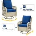 thumbnail image 5 of Garvee 3 Pieces Outdoor Swivel Rocker Chair Set, Outdoor Swivel Glider Rocker, Outdoor Rocking Chair Set with Glass Top Table with Thick Cushions for Backyard, Balcony, Deck, Blue, 5 of 8