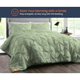 thumbnail image 2 of Alaskan King Comforter Pinch Moss 300 GSM Plush Siliconized Microfiber Fill Duvet Insert Box Stiched Quilted Fluffy Soft 600 TC Egyptian Cotton Shell with Premium Piping & Pillowcases, 2 of 8