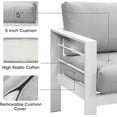 thumbnail image 7 of Superjoe Aluminum Outdoor Patio Furniture Set, Metal Outside Conversation Sets with Dining Table&2 Ottomans, Sectional Sofa Couch Seating Set with Cushion for Backyard, White, 7 of 7
