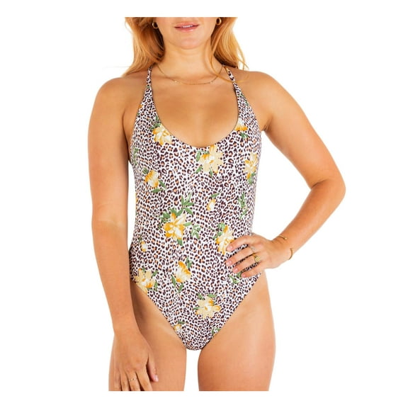 Hurley Womens Jungle Cat Scoop Neck One-Piece Swimsuit