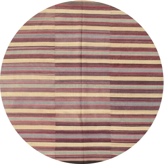 Ahgly Company Machine Washable Indoor Round Contemporary Cherry Red Area Rugs, 5' Round