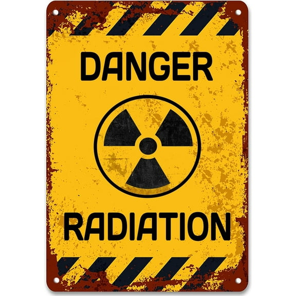 Vintage Metal Tin Sign Danger Radiation Military Sign for Home Bar Pub Kitchen Garage Restaurant Wall Deocr Plaque Signs 12x8 Inch