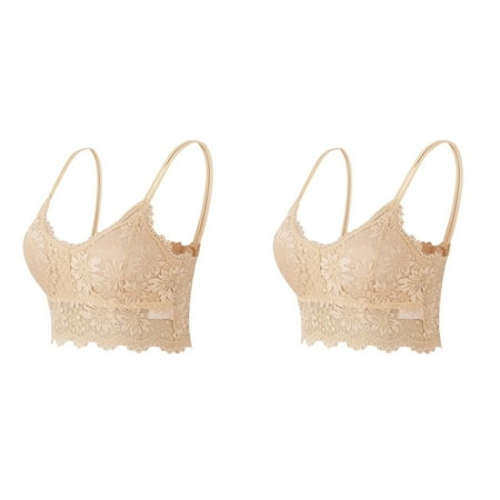 Wijhcboe 2 Pack Women Pack of Bras Plus Size Vest Crop Bras Pack for Women Wire Bra Lingerie Sexy Sports Bra for Women V Neck Underwear Lingerie Cotton Sports Bras for Women Without Chest Pad S3XL W