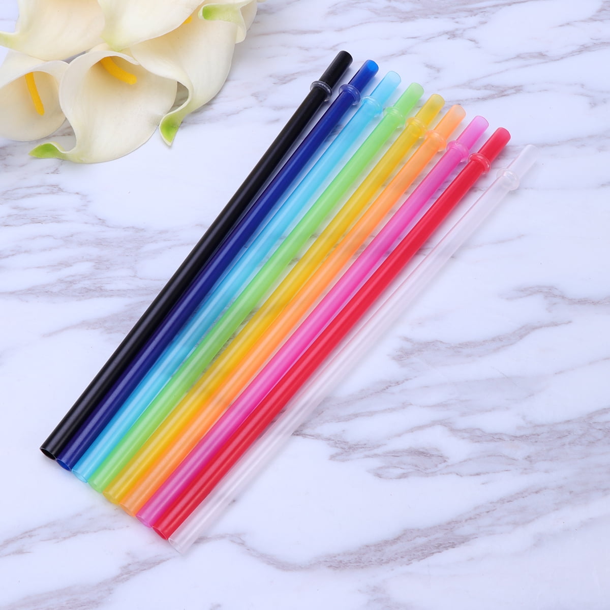 9 Or Long Rainbow Colored Clear Reusable Hard Plastic Straws For Tall Cups,  Tumblers And Mason Jars - Temu