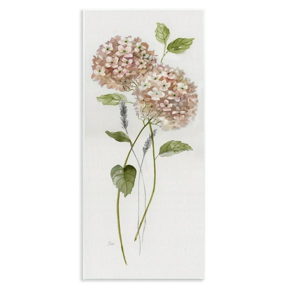 Stupell Industries Two Pink Hydrangeas Floral Painting Unframed Art Print Wall Art, 7 x 17