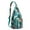 Blue-green, variant on Boho Tropical Floral Sling Backpack – Hawaiian Print Hiking Daypack with Jungle Leaves, Hibiscus & Palm Leaf Design, Lightweight & Waterproof for Summer Beach & Resort Travel