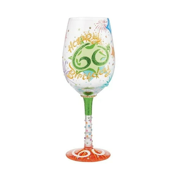 Lolita Happy 60th Birthday Wine Glass 9in H
