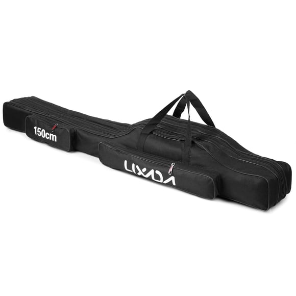 Lixada 3 Layers Fishing Pole Bag Portable Folding Rod Carry Case Fishing Reel Tackle Storage
