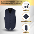 thumbnail image 5 of Oliver George 4pc Men's Solid Formal Suit Waistcoat Tuxedo Dress Vest Necktie Bowtie Handkerchief Set for Suit or Tuxedo Navy Medium, 5 of 5