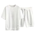 thumbnail image 4 of Men 2 Piece Outfits Summer Shorts Sets Tracksuit Crewneck T-Shirts And Drawstring Pants Casual Comfy Jogging Set, 2XL, 4 of 5