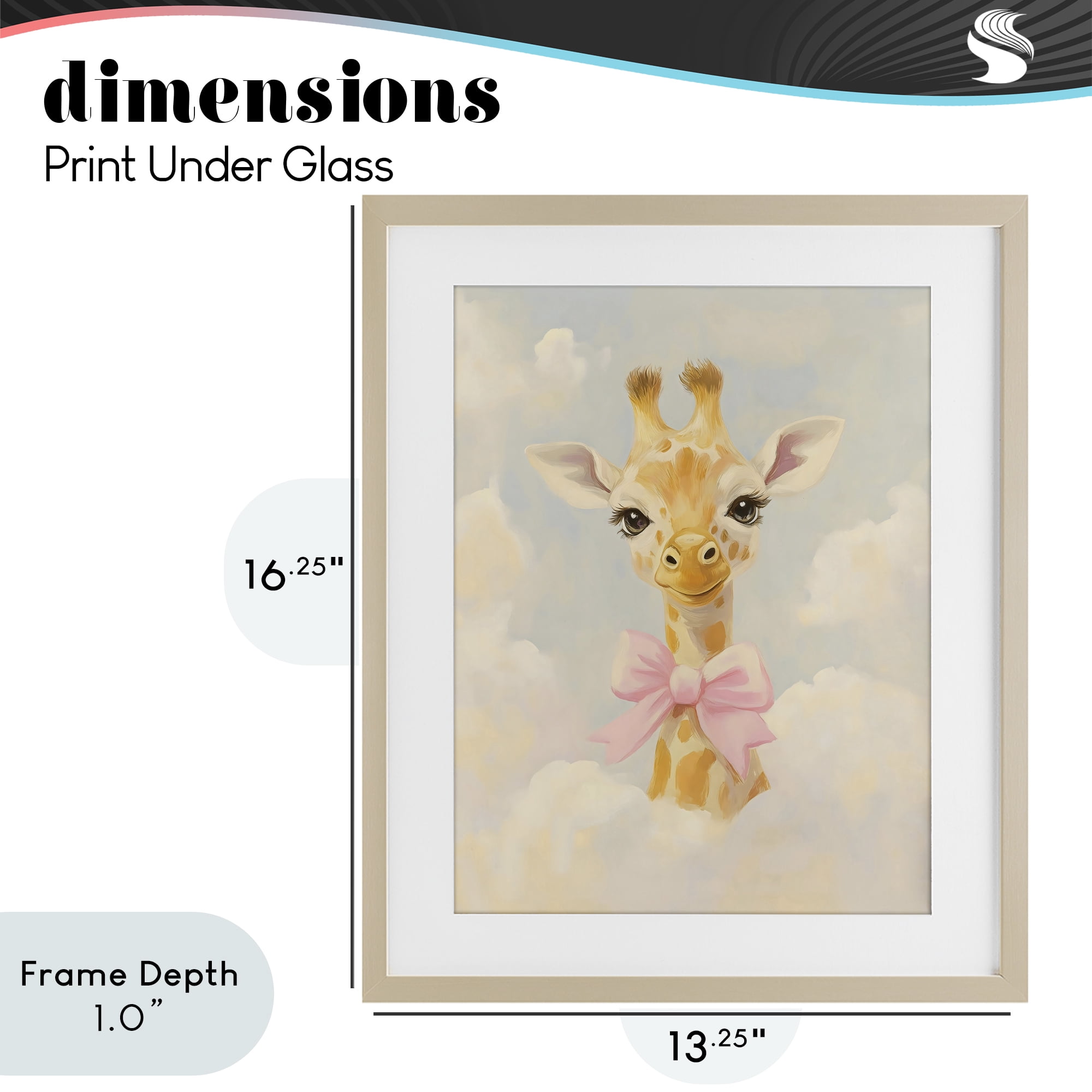 Stupell Industries Charming Giraffe In The Clouds Birch Framed Print Under Glass, design by The Prints Vibe
