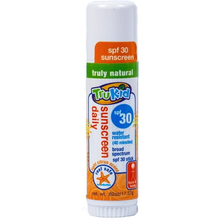 TruKid Sunny Days Daily Sweat Resistant Mineral Sunscreen SPF 30, Light Citrus, 0.62 Oz