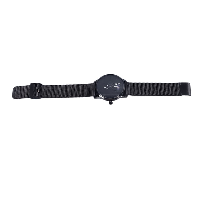 Reloj de cuarzo con fase lunar ANGGREK Correa de Malla de Acero Inoxidable Negro Resistente al Agua