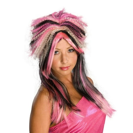 Punk Rock 80'S Pink Black And Blonde Costume Wig