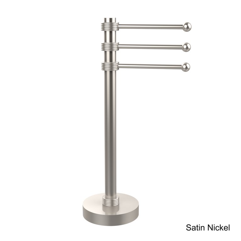 Allied Brass Vanity Top 3 Swing Arm Guest Towel Holder with Groovy Accents in Satin Chrome Allied Brass Vanity Top 3 Swing Arm Guest Towel Holder with Groovy Accents in Satin Chrome