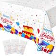 thumbnail image 1 of UNIIDECO 3 Pack Birthday Tablecloth, 54 x 108 Inch Multicolored Plastic Rectangular Table Cover for Birthday Parties, 1 of 8