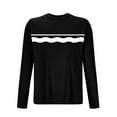 thumbnail image 3 of Zylanna Men's Long Sleeve T-Shirts, Crew Neck Striped Stretchy Activewear Casual Tops for Sport Black, 3 of 3