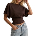 thumbnail image 7 of Yopmin Cinched Waist Shirt Crewneck Tighten Waist Crop Top Casual Loose Summer Tee for Daily Wear, 7 of 7
