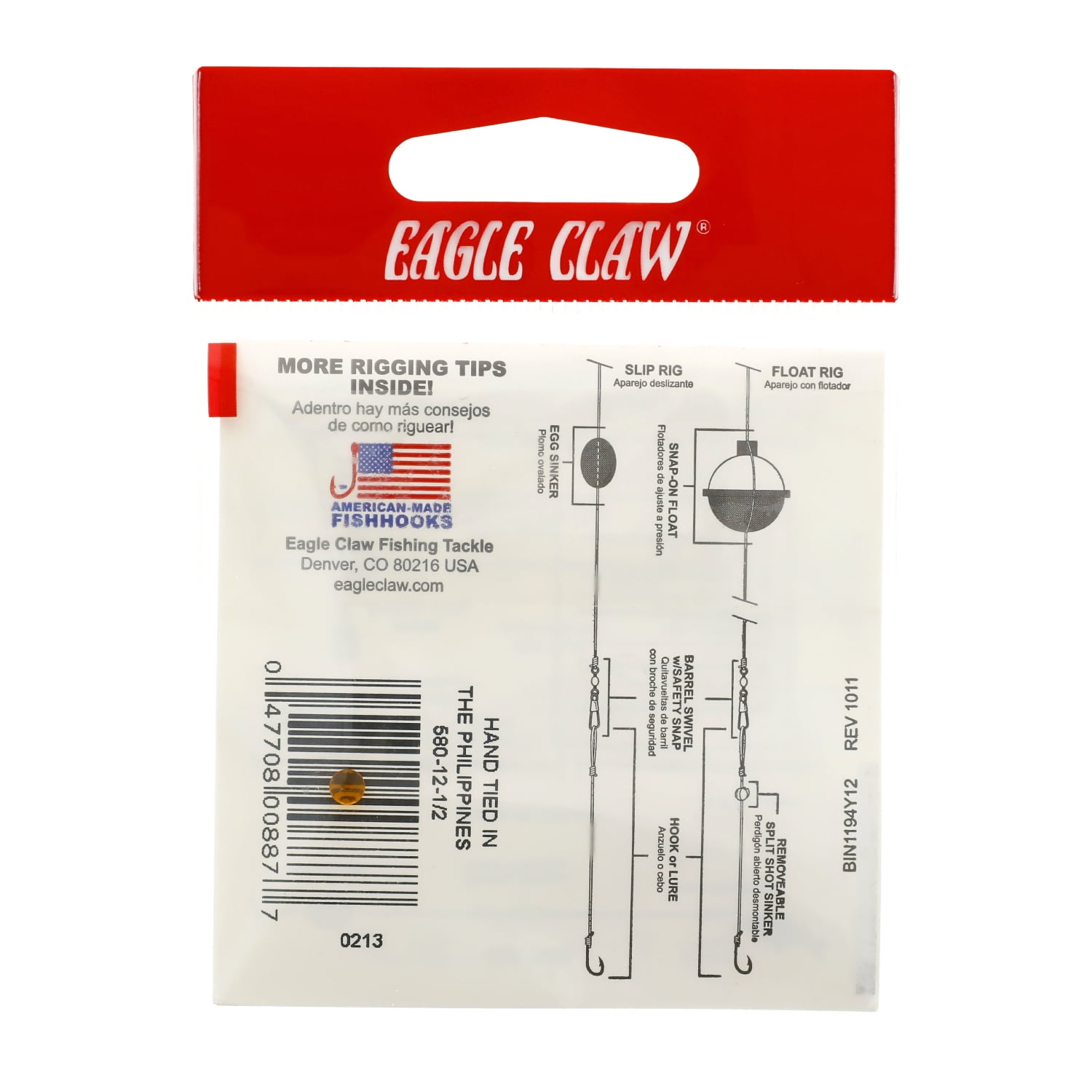 Eagle Claw 580H-25-2/3 Salmon Slip Mooching Rig, Size 2/0-3/0 Salmon Hooks